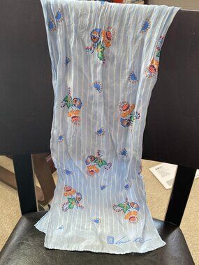 Vintage Anne Klein 100% Silk Scarf, Made in Japan, Rolled Edge, Sz 9" W x 56" L